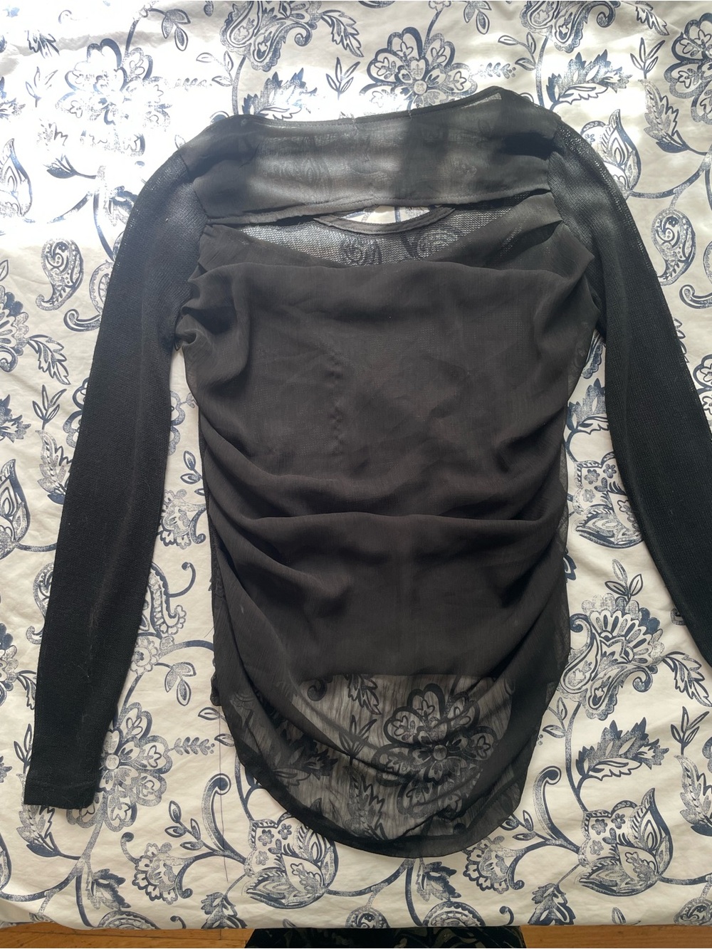 Ardene Black Long-Sleeve Sheer-Panel Sweater